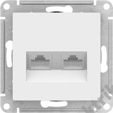Мех-м розетки комп. 2-м ATLAS 2*RJ45 бел. SchE ATN000185