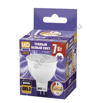Лампа светодиодная диммируемая LED 7Вт 230В GU5.3 тёплый JazzWay (1035400) 