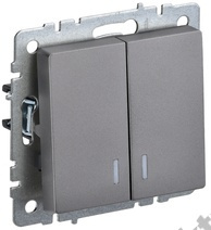 Мех-м выкл. 2-кл. BRITE с подсв., сталь IEK BR-V20-1-10-K46