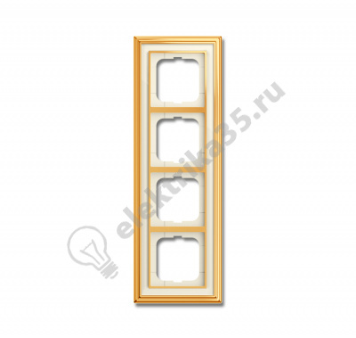 Рамка 4-м Династия Латунь полированная стекло бел. ABB 2CKA001754A4563