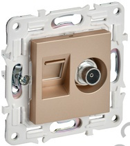 Мех-м розетки TV+RJ45 SKANDY песочный IEK SK-AK20-1-K98