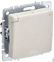 Мех-м розетки 1-м BRITE с з/к., защ. шт., защ. крышкой, IP44 беж. IEK BR-R16-16-44-K10 