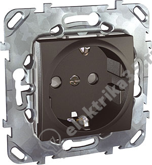 Мех-м розетки 1-м СП Unica Top с з/к., защ. шт., графит SchE MGU5.037.12ZD