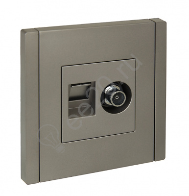 Розетка TV+RJ45 кат.5E FORTE&PIANO сталь IEK FP-AK20-1-K46