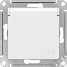 Мех-м розетки 1-м ATLAS с з/к., защ. шт., защ. крышкой, IP20 бел. SchE ATN000146