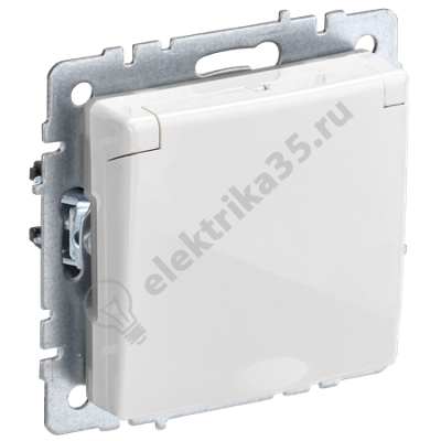 Мех-м розетки 1-м BRITE с з/к., защ. шт., защ. крышкой, IP20 бел. IEK BR-R16-16-K01