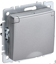 Мех-м розетки 1-м BRITE с з/к., защ. шт., защ. крышкой, IP44 алюм. IEK BR-R16-16-44-K47