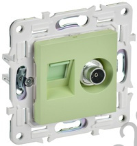 Мех-м розетки TV+RJ45 SKANDY мятный IEK SK-AK20-1-K06
