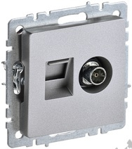 Мех-м розетки 2-м BRITE комп. RJ45+TV алюм. IEK BR-AK20-1-K47 