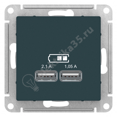 Мех-м розетки USB ATLAS изумруд SchE ATN000833