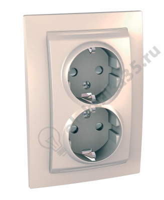 Розетка 2-м СП UNICA с з/к., защ. шт., беж. SchE MGU23.067.25D