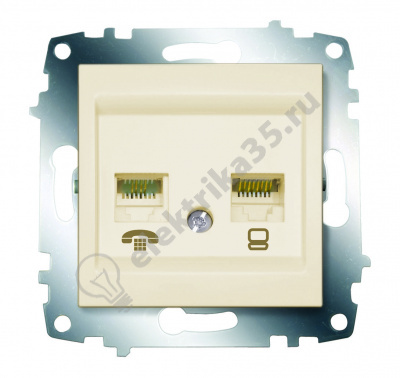 Механизм розетки комп. + телеф. Cosmo крем. ABB 619-010200-249