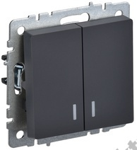 Мех-м выкл. 2-кл. BRITE с подсв., графит IEK BR-V20-1-10-K53 