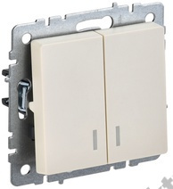 Мех-м выкл. 2-кл. BRITE с подсв., беж. IEK BR-V20-1-10-K10