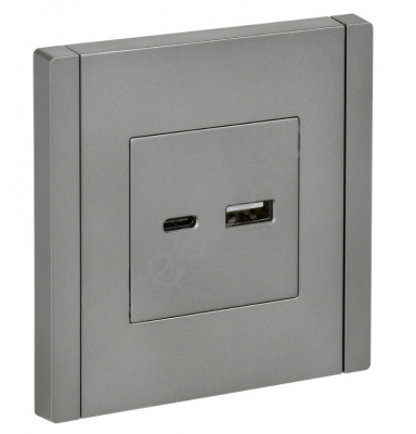 Розетка USB A+C FORTE&PIANO сталь IEK FP-U22-018-K46