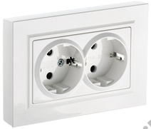 Розетка 2-м BRITE с з/к., бел. IEK BR-R21-16-K01-F	