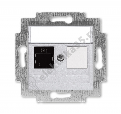 Розетка комп. Levit 2хRJ45 кат. 5e серебр. ABB 2CHH295118A6070