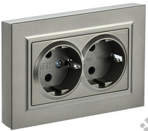Розетка 2-м BRITE с з/к., защ. шт., шампань IEK BR-R24-16-K37-F