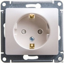 Мех-м розетки 1-м GLOSSA с з/к., защ. шт., молоч. SchE GSL000945