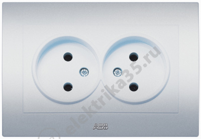 Розетка 2-м без з/к Cosmo алюм. ABB 632-011000-908