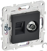 Мех-м розетки TV+RJ45 SKANDY графит IEK SK-AK20-1-K53