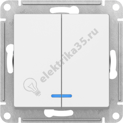 Мех-м выкл. 2-кл. ATLAS с подсв., бел. SchE ATN000153