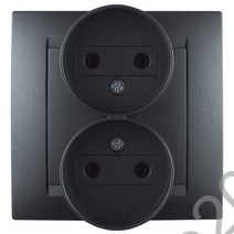 Розетка 2-м СП 16А IP20 без заземл. графит Simon15 1590457-038