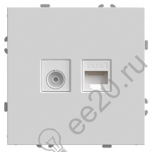 Мех-м розетки TV +компьютерная RJ-45, серия Эмили, белый фарфор, Stekker (RST00-5106-01)
