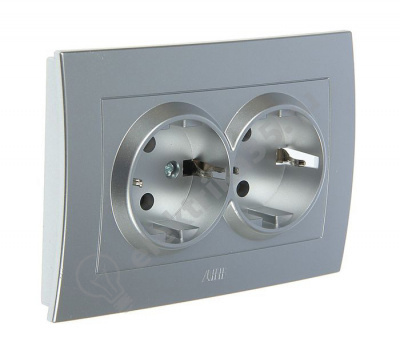 Розетка 2-я с з/к  Cosmo алюм. ABB 632-011000-907