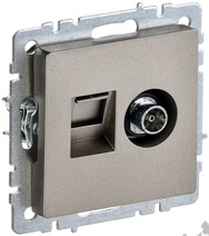 Мех-м розетки 2-м BRITE комп. RJ45+TV шампань IEK BR-AK20-1-K37 