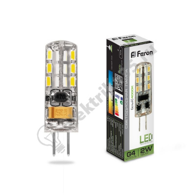 Лампа светодиодная LED 2вт 12в G4 белый FERON (25448)