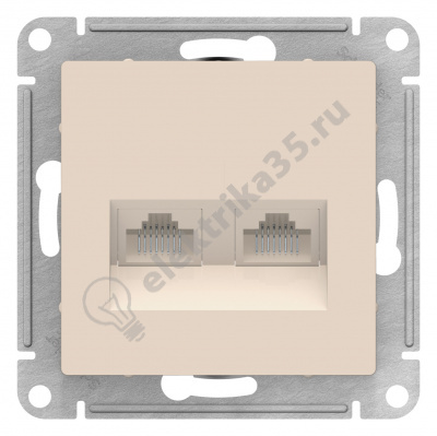 Мех-м розетки комп. 2-м ATLAS 2*RJ45 беж. SchE ATN000285