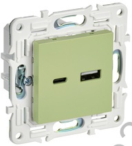 Мех-м розетки USB SKANDY A+C 18Вт мятный  IEK SK-U22-018-K06