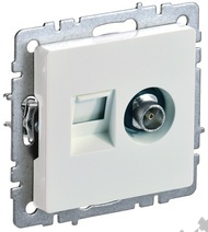 Мех-м розетки 2-м BRITE комп. RJ45+TV жемчуг IEK BR-AK20-1-K36