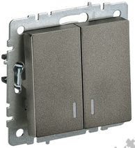 Мех-м выкл. 2-кл. BRITE с подсв., темн.бронза IEK BR-V20-1-10-K45 
