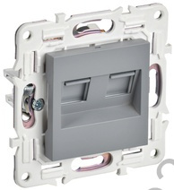 Мех-м розетки 2*RJ45 SKANDY серый IEK SK-K20-1-K03