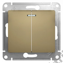 Мех-м выкл. 2-кл. с подсв. GLOSSA титан SchE GSL000453