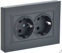 Розетка 2-м BRITE с з/к., защ. шт., графит IEK BR-R24-16-K53-F