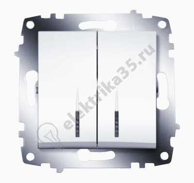 Механизм выключателя 2-кл. Cosmo с подсв. бел. ABB 619-010200-203