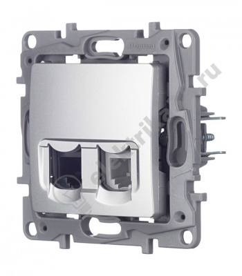 Механизм розетки комп.+телеф. RJ11+RJ45 CAT.5 UTP алюм. Etika Leg 672452
