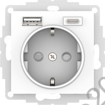 Мех-м розетки 1-м ATLAS c з/к., защ. шт., 2 USB A+C лотос SchE ATN001332