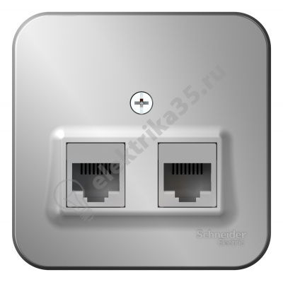 Розетка комп. 2-м ОП BLANCA RJ45, алюм. SchE BLNIA045453