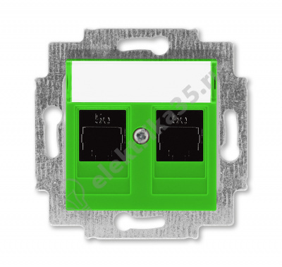 Розетка комп. Levit 2хRJ45 кат. 5e зел. ABB 2CHH295118A6067