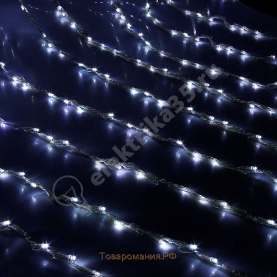Гирлянда "Водопад" 2 х 1.5 м , IP44, тёмная нить, 400 LED, свечение белое, 8 режимов, 220 В