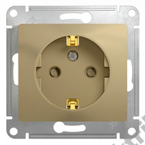 Мех-м розетки 1-м GLOSSA с з/к., защ. шт., титан SchE GSL000445