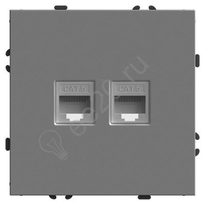 Мех-м розетки компьютерная RJ-45+ RJ-45, серия Эмили, платиново-серый, Stekker (RST00-5111-10)