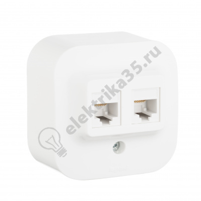 Розетка 2-м ОП Quteo RJ45 + RJ45 CAT.5E UTP бел. Leg 782228