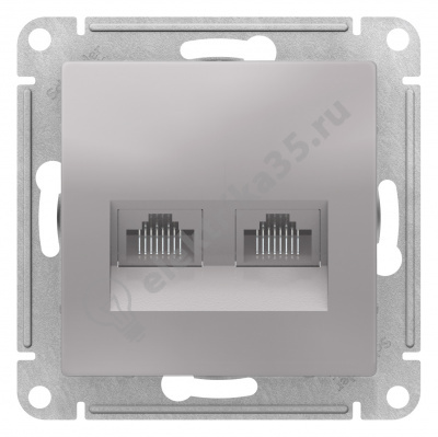 Мех-м розетки комп. 2-м ATLAS 2*RJ45 алюм. SchE ATN000385