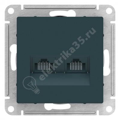 Мех-м розетки комп. 2-м ATLAS 2* RJ45 изумруд SchE ATN000885