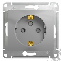 Мех-м розетки 1-м GLOSSA с з/к., защ. шт., алюм. SchE GSL000345